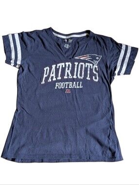 NFL Team Apparel New England Patriots V Neck 3/4 Sleeve Football Tee Shirt
